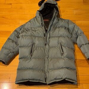 Prada Men's Hooded Puffer Jacket - Gray Green